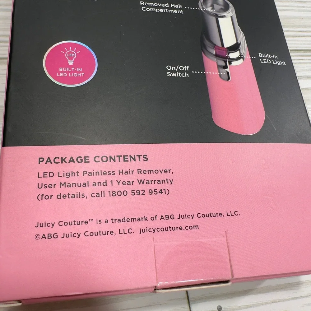 NEW Juicy Couture‎ LED Light Painless Hair Remover 18K Gold Plated Facial Shaver